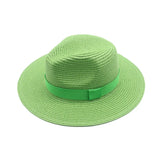 Women's black ribbon Panama straw hat for spring and summer sun protection
