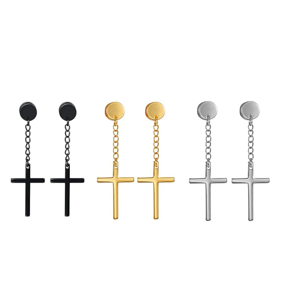 Black stainless steel stud earrings set for men and women, HSF jewelry pair