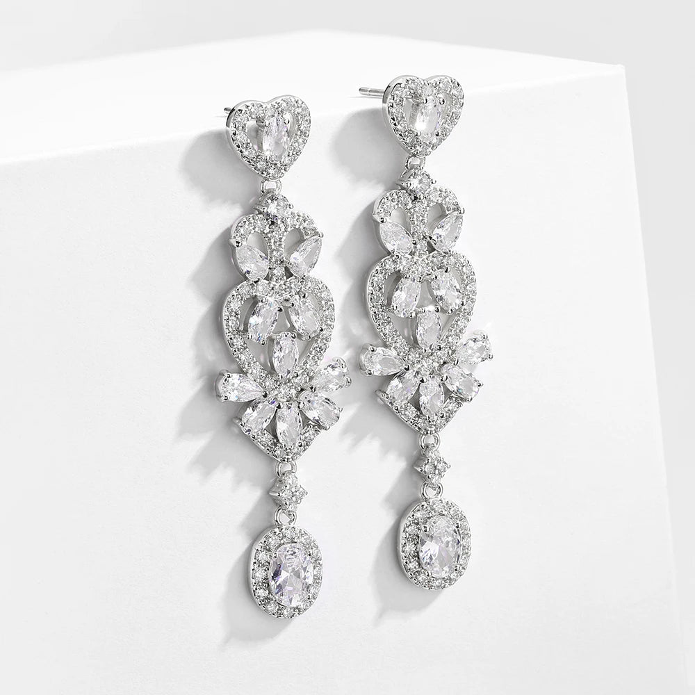 Geometric AAA cubic zirconia dangle earrings for women by HSF Marketplace