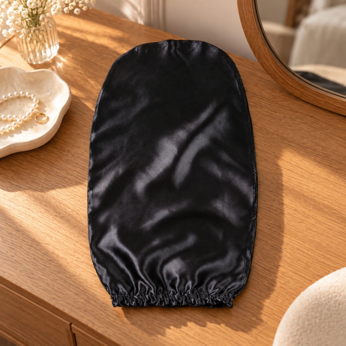 Long-Hair Sleep Cap with Elasticized Opening 19-Momme Silk Sleep Cap Mulberry Silk Hair Bonnet Roomy Low-Friction