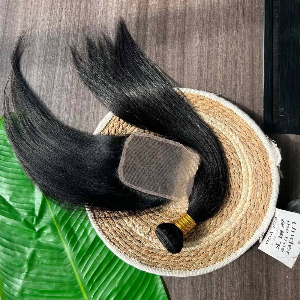 Human Hair Bundles with 4x4 Closure 18A Straight Bundles Human Hair Weft With 13X4 Frontal Real Burmese Remy Hair Extension Sale