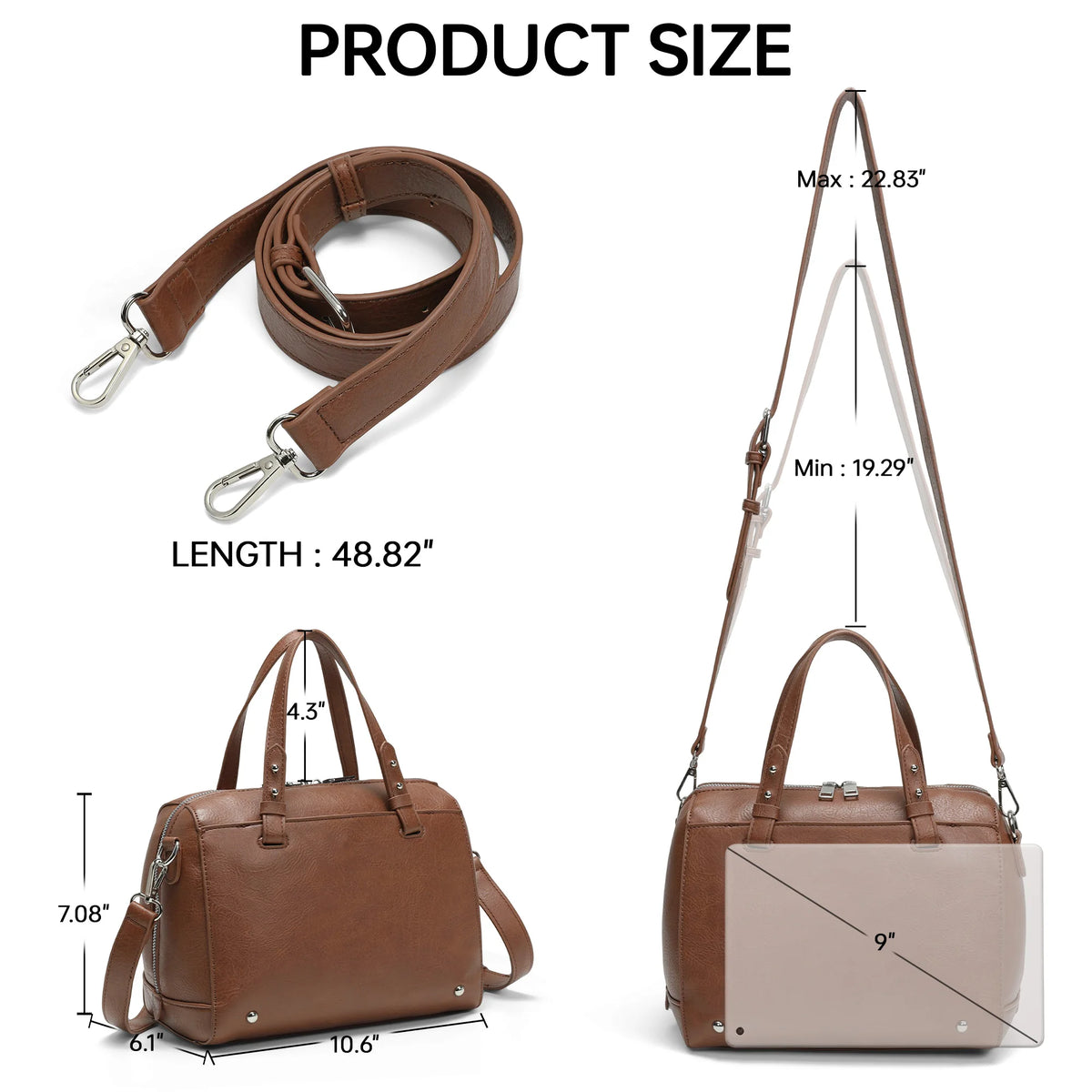 Women’s faux leather crossbody shoulder bag with adjustable strap by HSF Marketplace