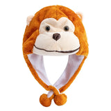 Women's plush 3D animal winter hat, funny decorative couple cap with mischievous design for men and women