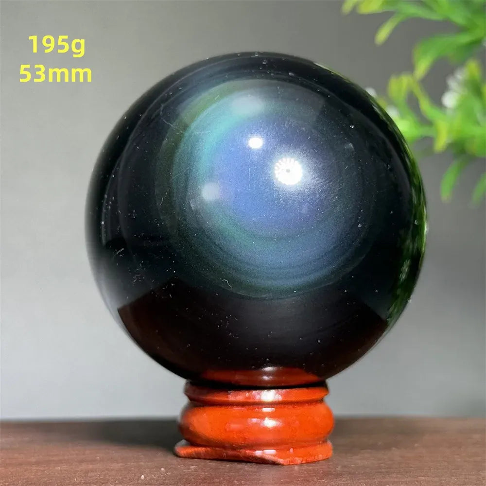 Natural Gem Rainbow Obsidian Mineral Crystal Ball Reiki Therapy Witchcraft Meditation Altar Divination Home Decoration Gift