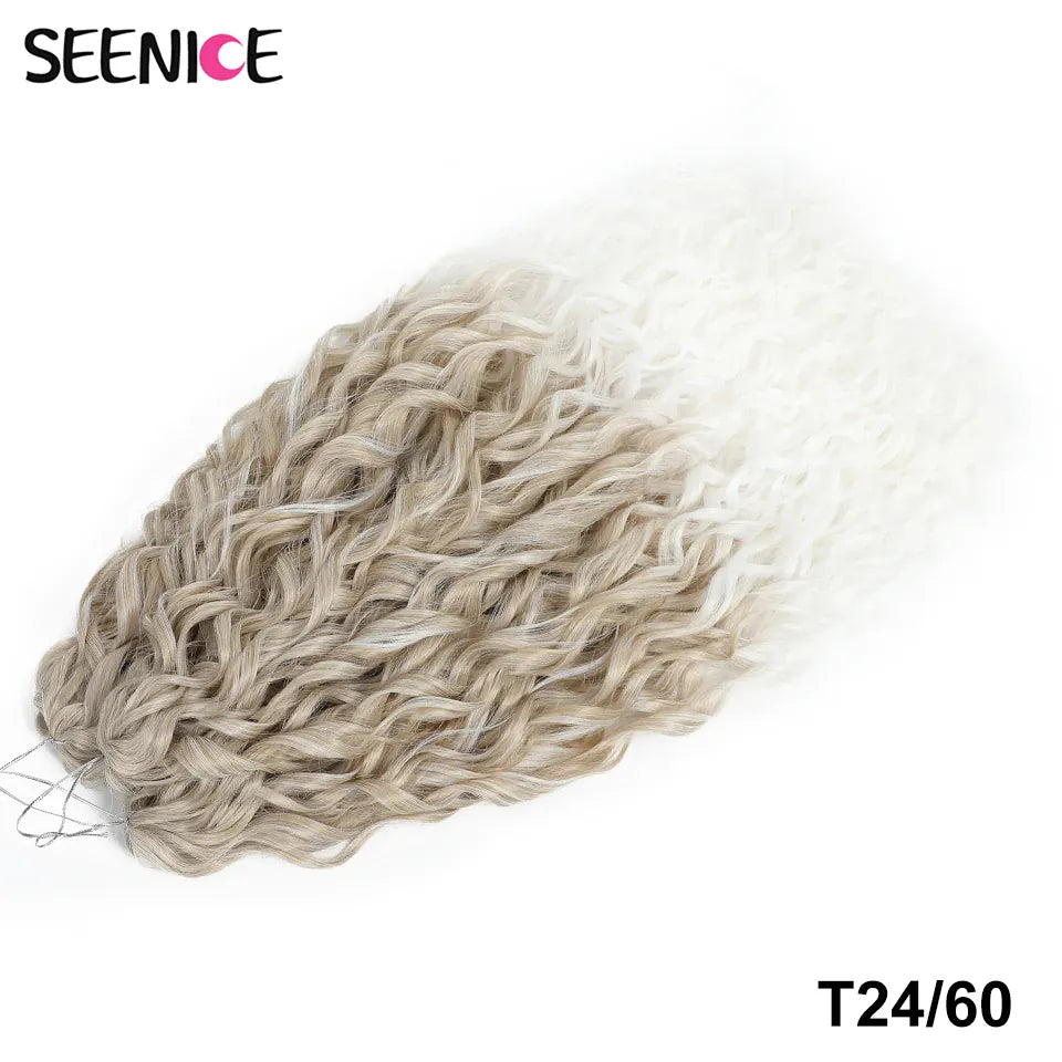 Jessica Synthetic Hair Deep Wave Twist Crochet Hair Braid Afro Curl Ombre Blonde Pink Deep Wavy Braiding Hair Extension ForWomen