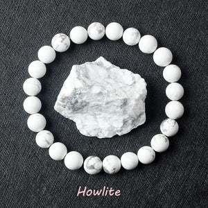 Natural Crystal Stone Bead Bracelet, Gemstone Stretch Jewelry for Women and Men