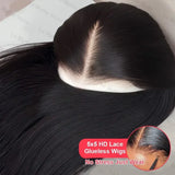 250 density 30-inch straight black Brazilian human hair HD lace front wig with 13x4 lace and 13x6 frontal