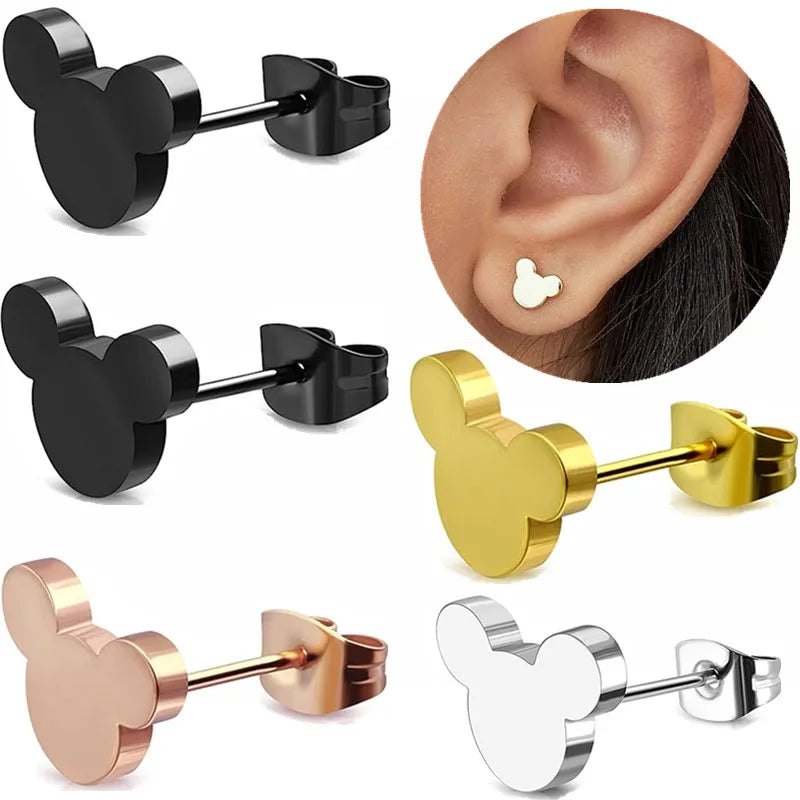 Cute mouse stud earrings for kids and teens, stainless steel jewelry by HSF Marketplace