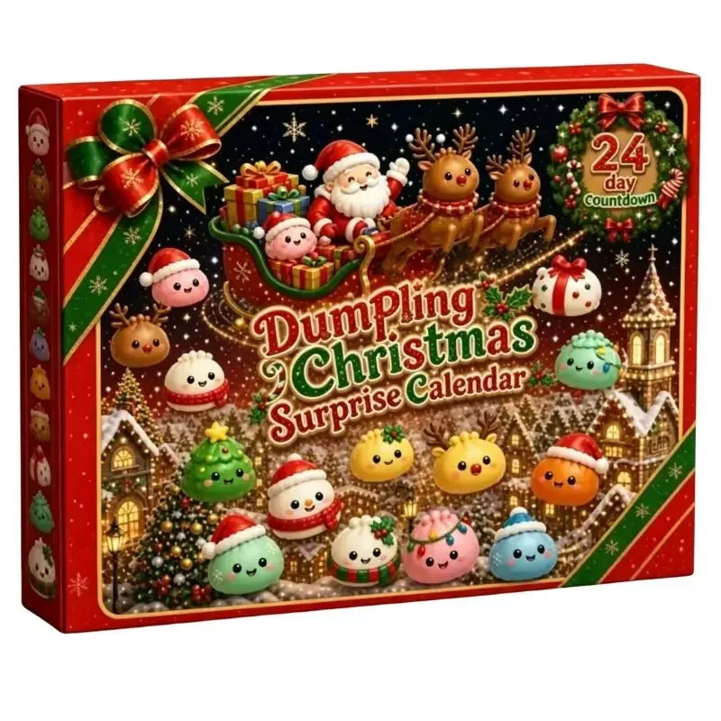 Christmas dumpling squishy advent calendar with 24-day countdown and slow-rising sensory stress relief toys