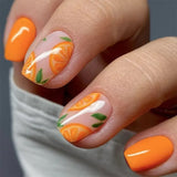 24-piece short almond pink floral French tip press-on false nails with glossy full-cover finish by HSF Marketplace