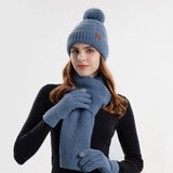 Women's winter beanie hat, scarf and gloves set, 3-piece cold-weather accessory collection