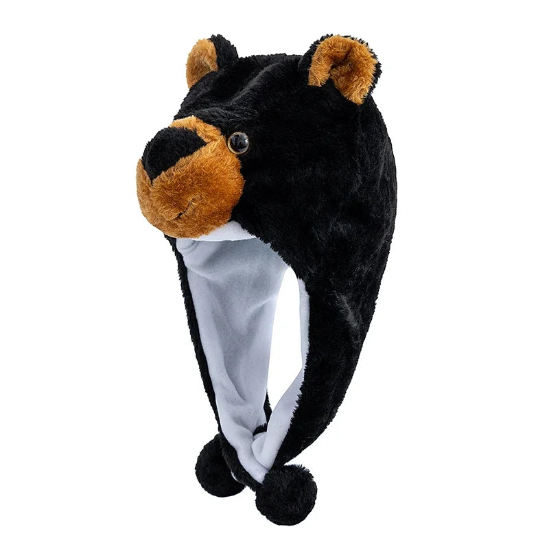 Women's HSF Marketplace plush 3D animal style decorative winter hat for couples and family outfits