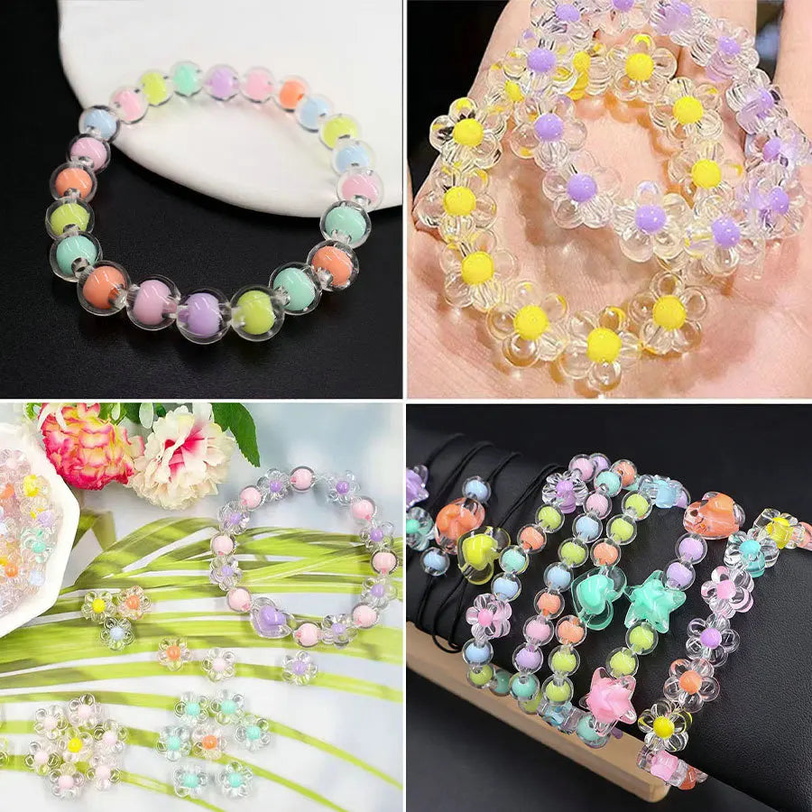 Colorful acrylic star beads kit with 177 pieces for DIY jewelry making and hair styling tools by HSF Marketplace