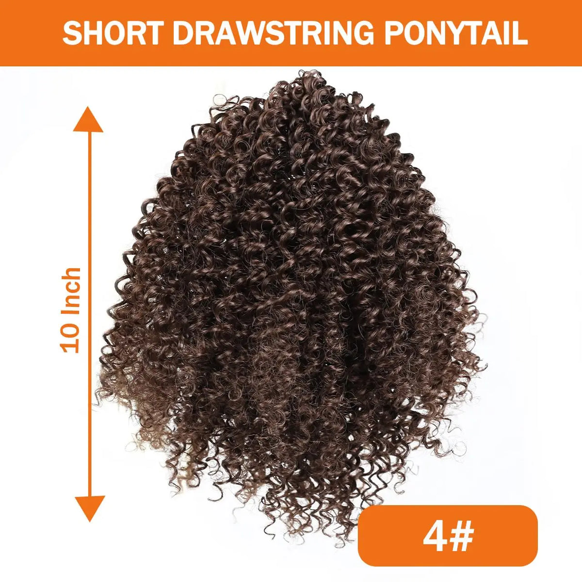 Afro curly Brazilian Remy human hair drawstring ponytail extension, 12–24 inch black curls