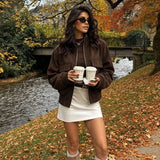 Women's slim autumn jacket with big pockets, warm street-chic design by HSF Marketplace