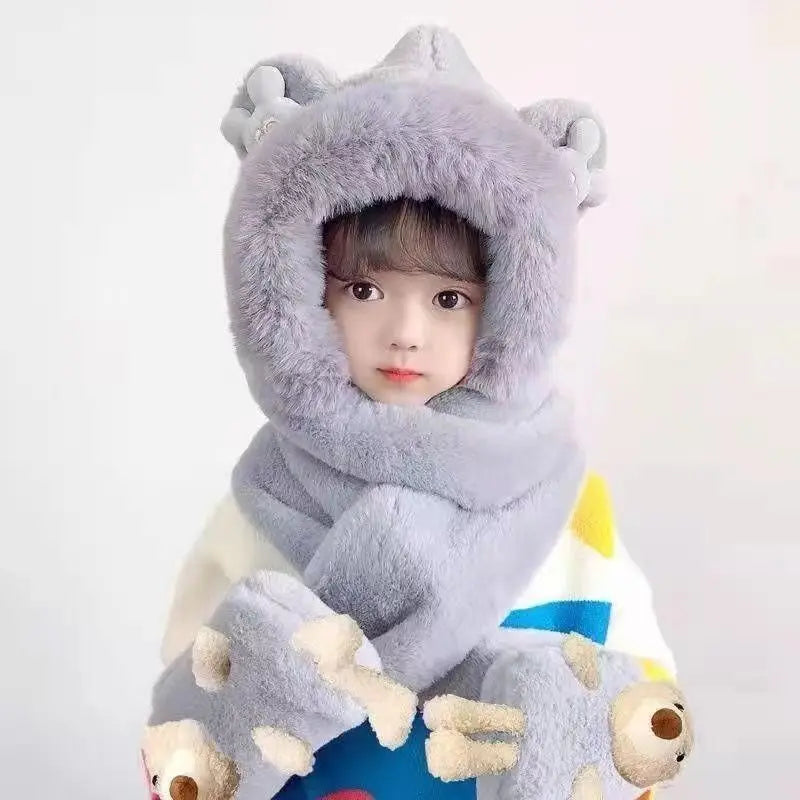 Kids 3-in-1 fleece-lined winter set with hat, scarf, and gloves by HSF Marketplace