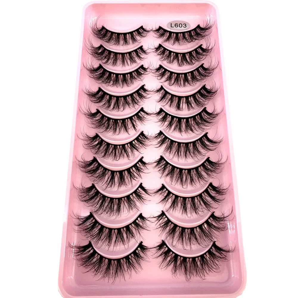 3D faux mink hair false eyelashes, 10 pairs of fluffy HSF Marketplace lashes in assorted styles