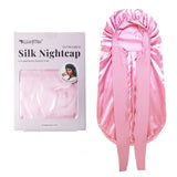 XL Long Silk Bonnet for Sleeping, Extra Large Satin Bonnet with Wide Elastic Band, Night Cap for Natural Hair Braids Weaves