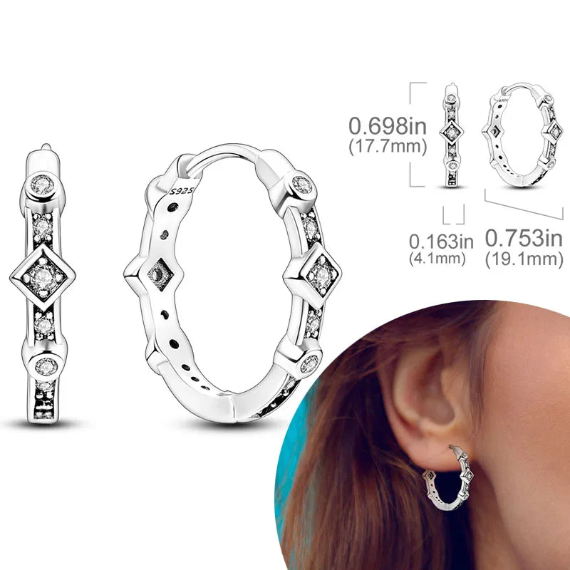 925 sterling silver hoop earrings with zirconia, hypoallergenic jewelry for women and girls by HSF Marketplace