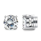 Crystal magnetic ear stud clip earrings, round zircon non-piercing punk jewelry for men and women