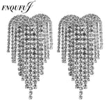 Heart chandelier earrings with sparkling rhinestones, dangling jewelry by HSF Marketplace