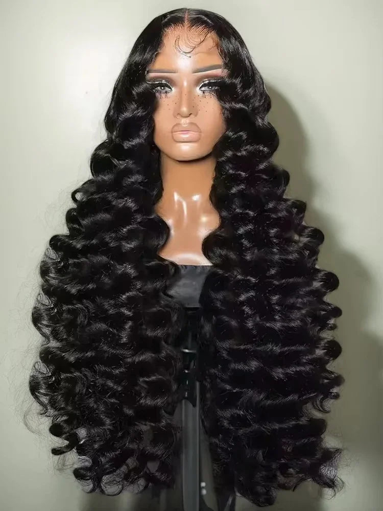 40 Inch Deep Wave Frontal Human Hair Wig 13x6 13x4 HD Transparent Lace Wigs For Women 220 Density Pre Plucked Curly Front Wigs