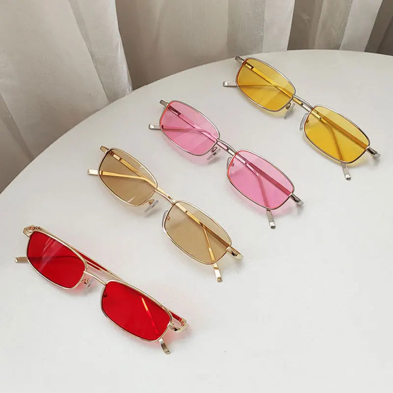 Vintage square sunglasses for men and women with metal frames, luxury brand HSF Marketplace driving eyewear.