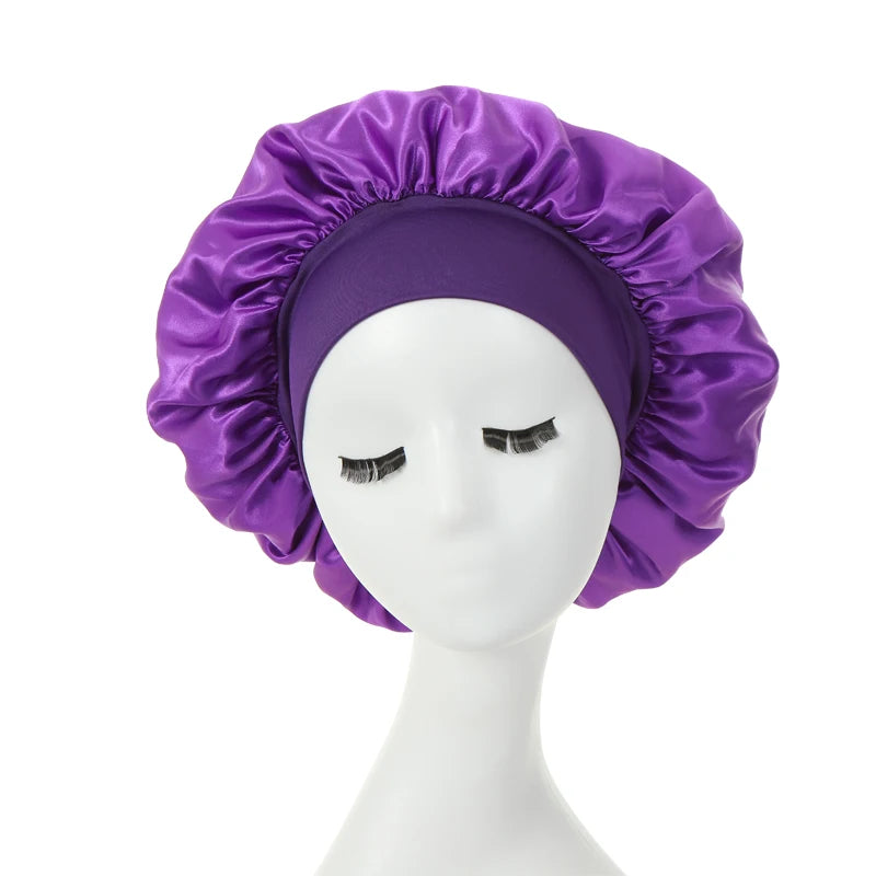 2-pack wide brim satin bonnets with elastic band for women by HSF Marketplace
