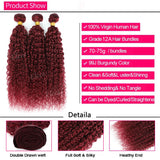 12A Water Wave Bundles With Closure 99J Burgundy Wet and Wavy Virgin Curly Deep Wave 100% Human Hair Bundles With Closure