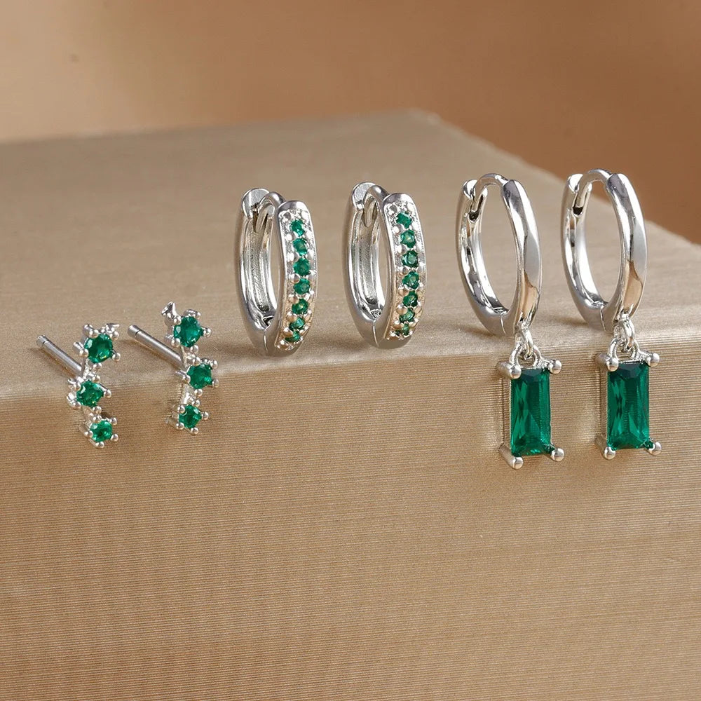 3 pairs of zircon little huggies hoop earrings in stainless steel, including unique cartilage piercing jewelry