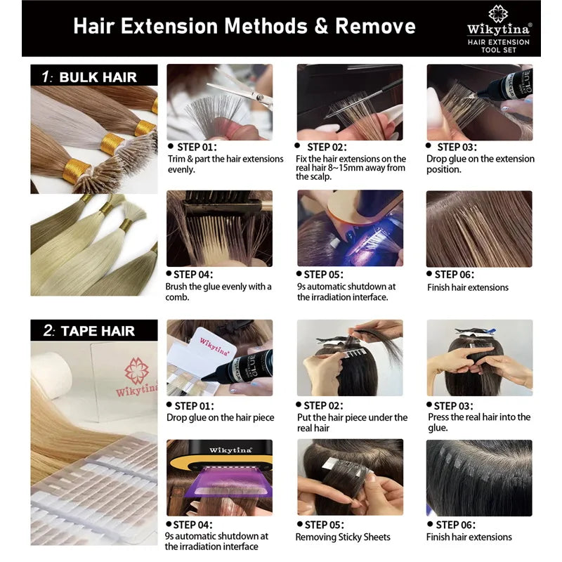 UV light hair extension tool set for easy application by HSF Marketplace