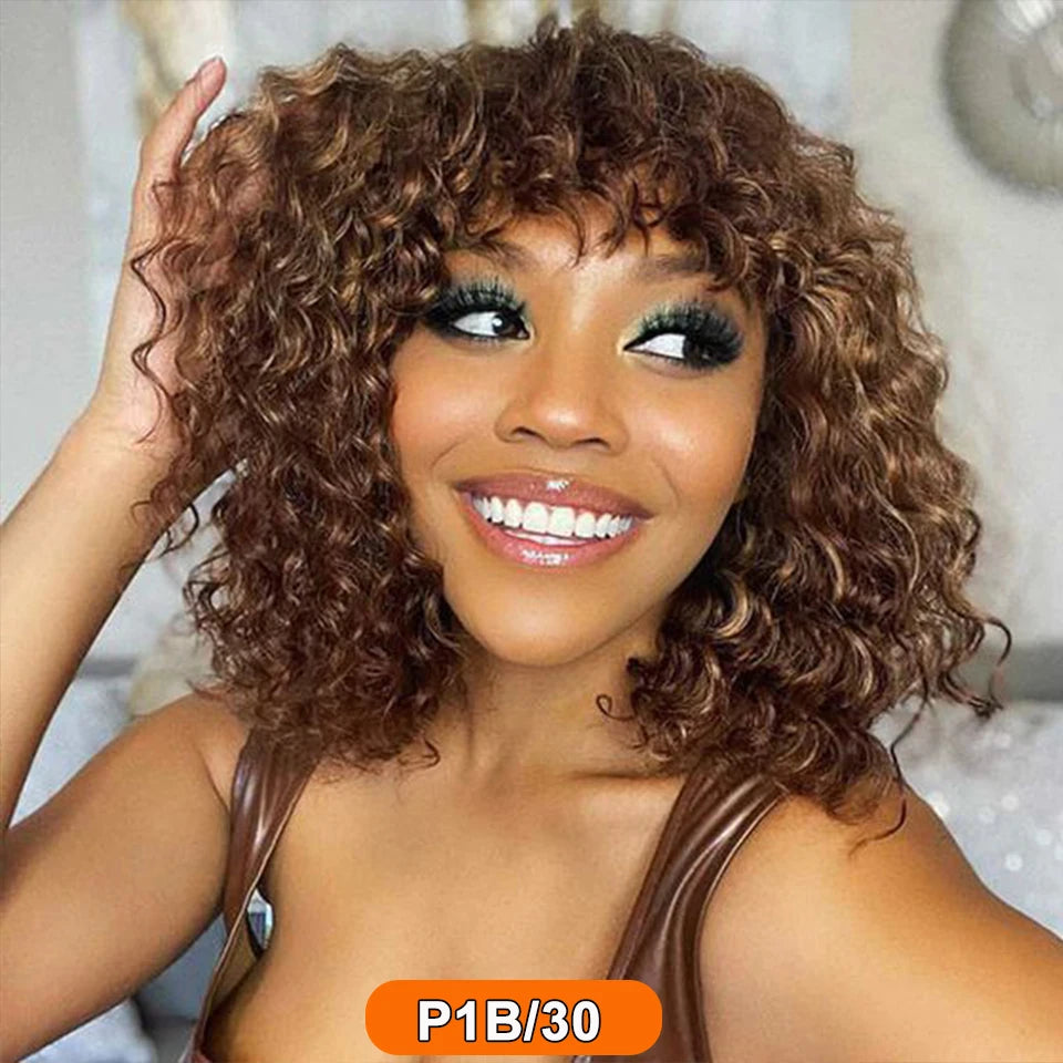 Jerry curly pixie bob cut human hair wig with bangs for women, HSF Marketplace wig