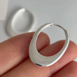 925 sterling silver oval hoop earrings for women, big hollow design, shiny finish and allergy-friendly jewelry