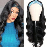 30-inch 200% density body wave human hair headband wig for Black women, machine-made, no lace front