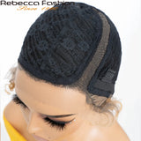 Rebecca Ginger #350 short bob pixie cut wig, curly Peruvian human hair 13x6 lace front with deep waves