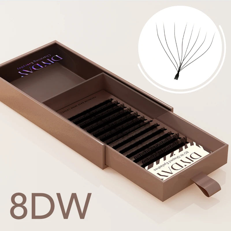 DIYDAY 3D W lashes extension 6D W-shaped premade eyelash fans in C and D curl styles for makeup extensions