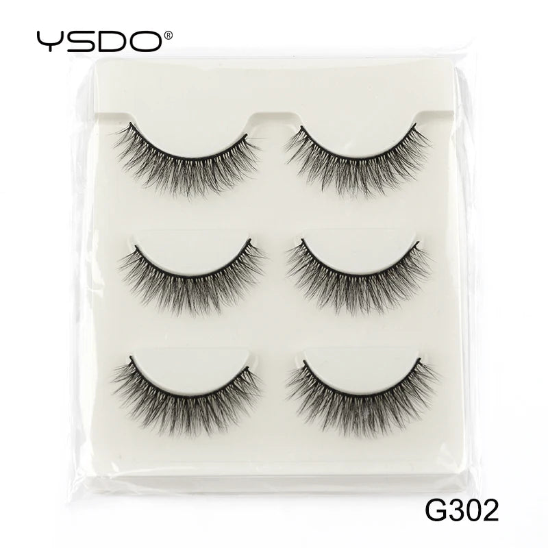 YSDO Natural Mink Eyelashes 3/6/10 Pairs Wispy Faux 3D Mink Lashes Short Fluffy Half False Eyelash Makeup Tools Cat Eye Lashes