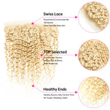 Face Beauty 613 Blonde Frontal Clodure with Bundles Remy 3/4 Peruvian Human Hair Deep Wave Curly Bundles with 13x4 Lace Frontal