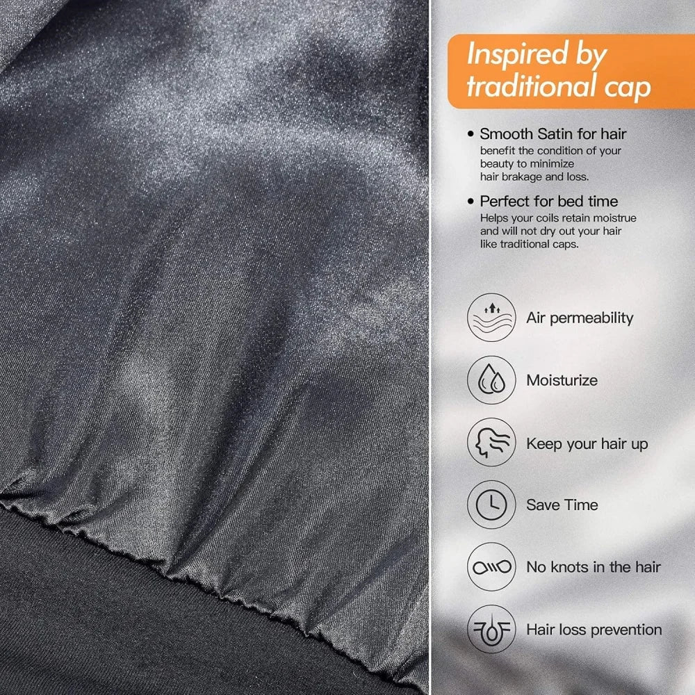 Adjustable satin-lined sleep bonnet for hair protection by HSF Marketplace