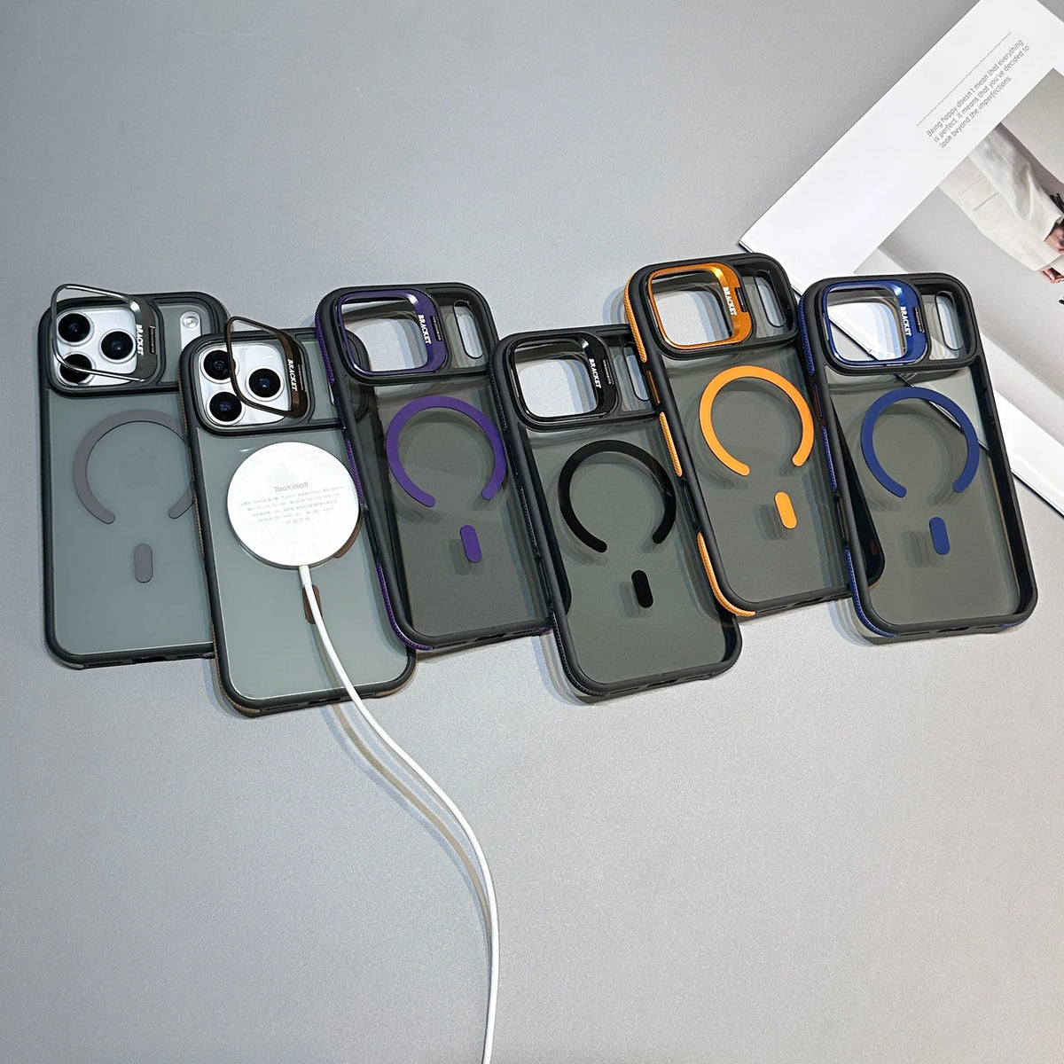 Magnetic matte phone case with kickstand for iPhone 17 and iPhone 16 by HSF Marketplace