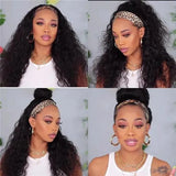 Water wave curly human hair headband wig, glueless half wig for women by HSF Marketplace