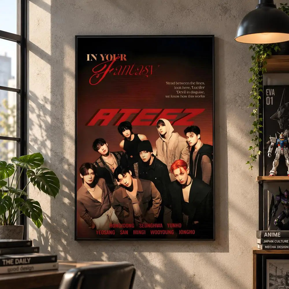 ATEEZ K-pop boy group poster for bedroom and living room decor, HSF Marketplace K-culture merch