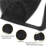 Kinky straight Brazilian Remy human hair wrap-around ponytail extension in natural color for women