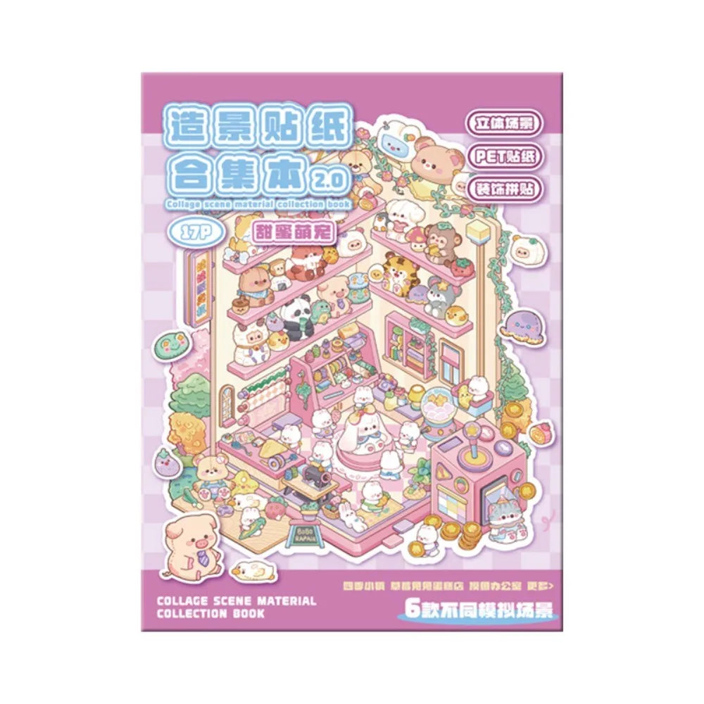 3D miniature house scene sticker book by HSF Marketplace for creative kids, featuring detailed sticker therapy designs
