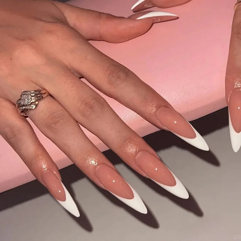 24-piece oval short pink ombre press-on false nails for women and girls, removable nail art set