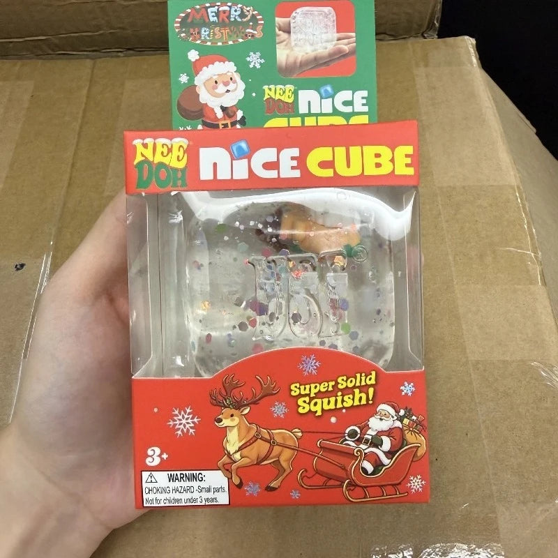 2026 New Needoh Christmas Glow-in-the-dark Square Pinch Music Christmas Element Filled with Maltose Pinch Music Toy