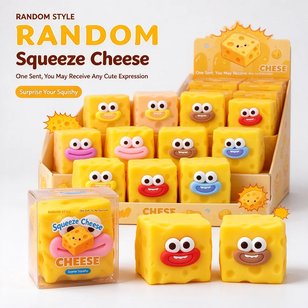 Cute HSF Marketplace cheese block squishy toy for stress relief and sensory play