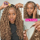 #27 Honey Blonde Miracle Knots Crochet Human Hair Deep Wave Feather Crochet Hair For Boho Braids Burmese Curly Crochet Hair Deep Wave Bundles 100% Human Hair Crochet Hair Extension Deep Curly Crochet Hair For Black Woman  #30