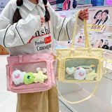 Large capacity transparent Y2K Japanese Ita Bag by HSF Marketplace, casual crossbody tote with lolita girl design.