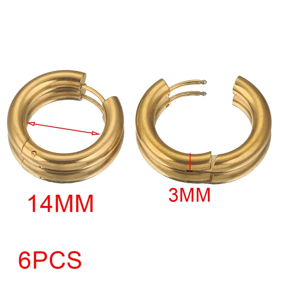 Gold plated large round hoop earrings for women, 6-piece jewelry set by HSF Marketplace